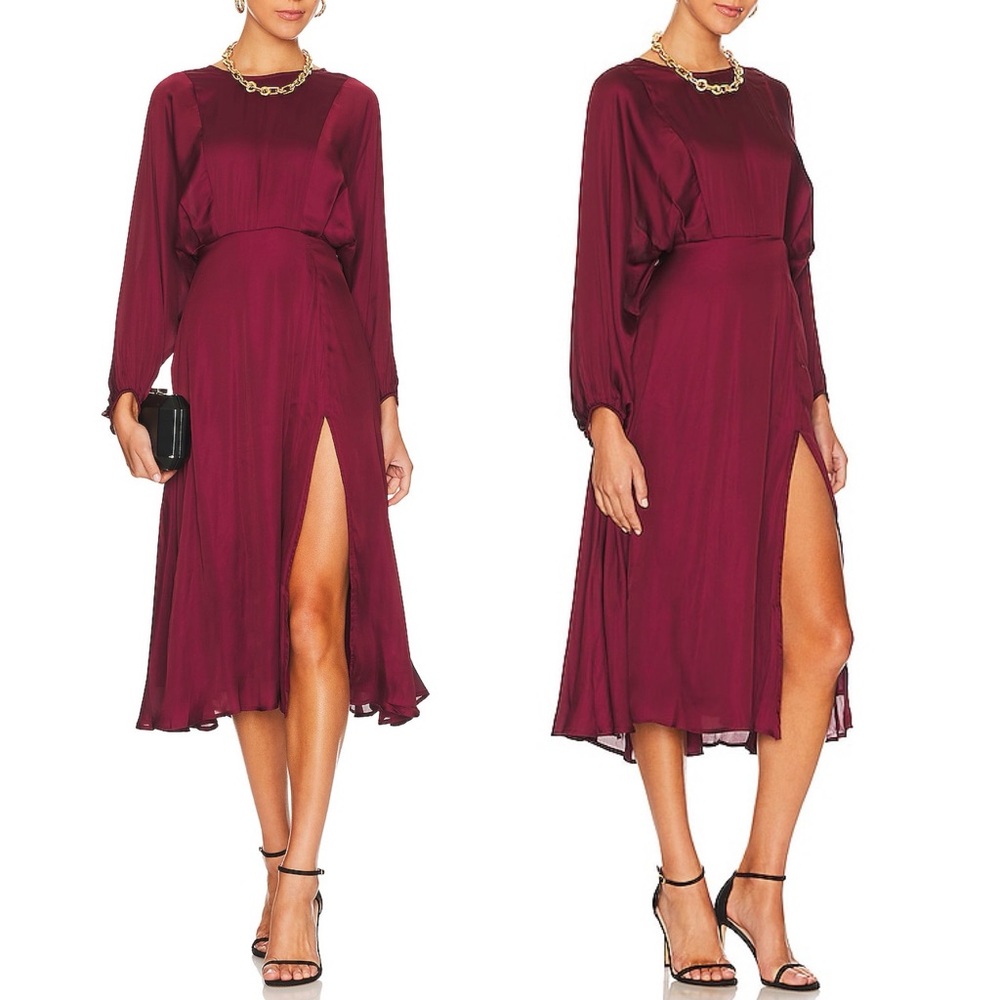 Astr Marin Dolman Sleeve Dress - Wine